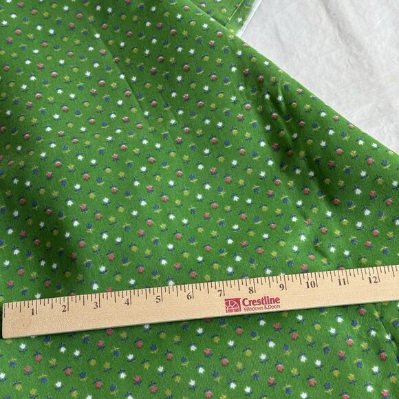 Vintage Kelly Green Fabric with Pink & Blue Tulips Calico Fabric Spring Easter - Picture 4 of 6